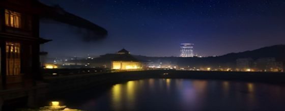 非凡娱乐游戏联运活动图：热门游戏角色在城市夜景中对决，展现平台独家联运游戏的震撼视觉效果